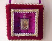 Mary Shrine Box Gothic Wall Plaque Original OOAK Art Catholic Relics Saint Reliquary Religious Gift