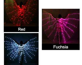 LED ISIS Wings Belly Dance + 2 telescopic sticks, Free shipping to USA .