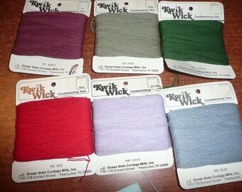 Kwik Wick Candlewick Threads Lilac, Greens, Red, Blue, Natural, Yellow