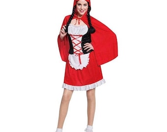 Little RED Riding HOOD Costume - Women's Size OSFM - Storybook Fairytale Costumes - Halloween, Theater, Dress Up, Costume Party Supply