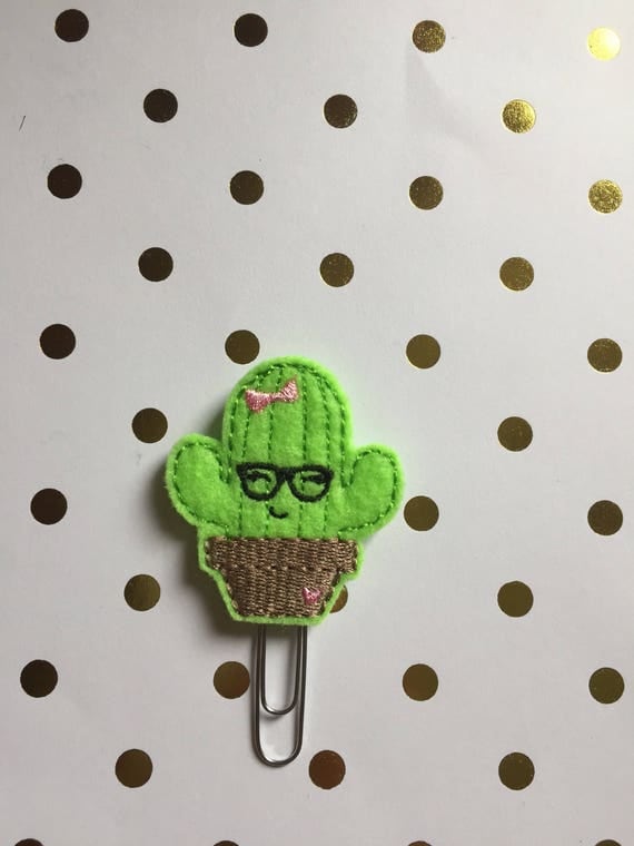 Cactus planner Clip/Planner Clip/Bookmark. Geeky planner clip