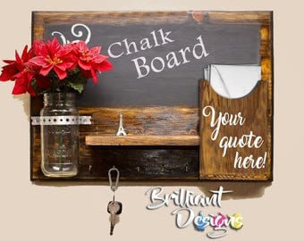 Chalkboard Mail Organizer, Chalkboard, Mail Holder, Organizer Shelf, Key Rack, Letter Holder, Mason jar,Vase, Chalkboard Originiser, Gift