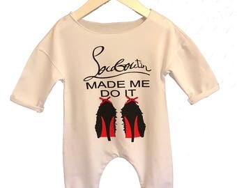 Red Sole Baby Romper and Bow - Diamanties, bling bows - Like Mummy's Louboutins but Designer Inspired! Louboutin Made Me Do It!