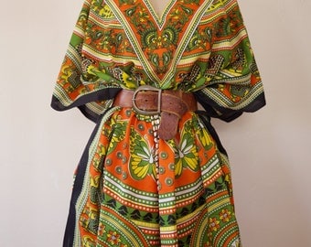 Vintage Indian Silk Midi Caftan, One Size
