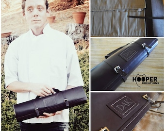 Genuine leather chef roll with initials, knife roll, chef case, chef roll, knife case, knife bag, cutlery roll, tool roll *made to order*