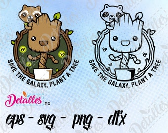 Groot Baby svg with Rocket Racoon, guardians of the galaxy clipart SVG Cutting Vector High Quality design for Cricut and Silhouette Cameo