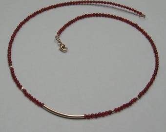 Carnelian Beads, Gold Filled Beads Necklace