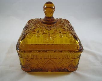 INDIANA glass Honey Dish #132 Amber made only 1973-77