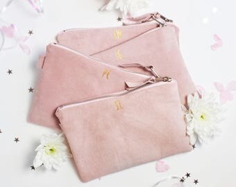 Set of 4 Bridesmaid Clutch // Bridesmaid Gift // Wedding Bags // Personalised Bridesmaid Bags // Leather Monogrammed Bag / Leather Clutch //