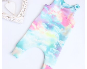 Baby romper - baby harem romper - baby dungarees - cloud fabric - baby clothes - toddler romper - 3-6months to 6 years