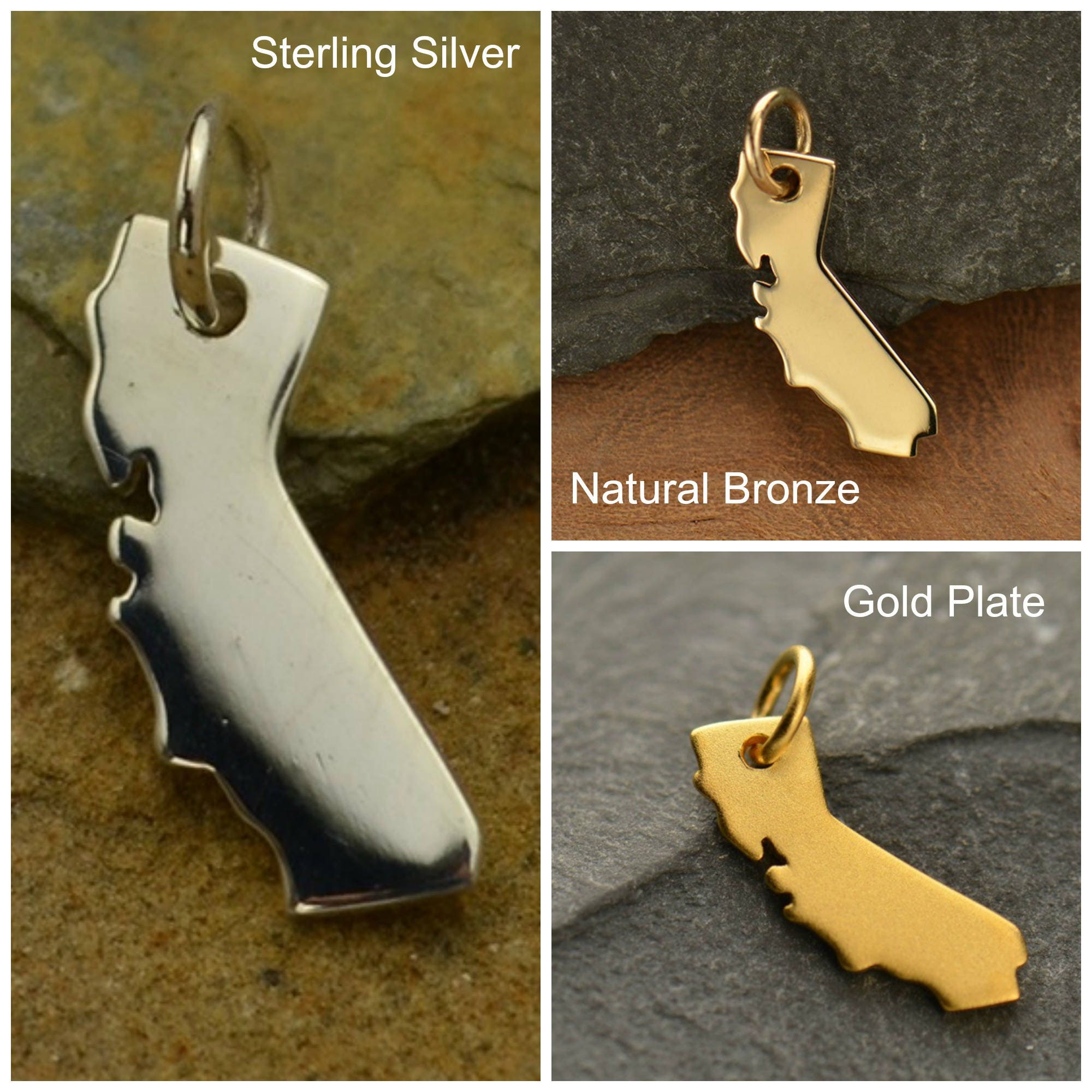 Sterling Silver California State Charm California State