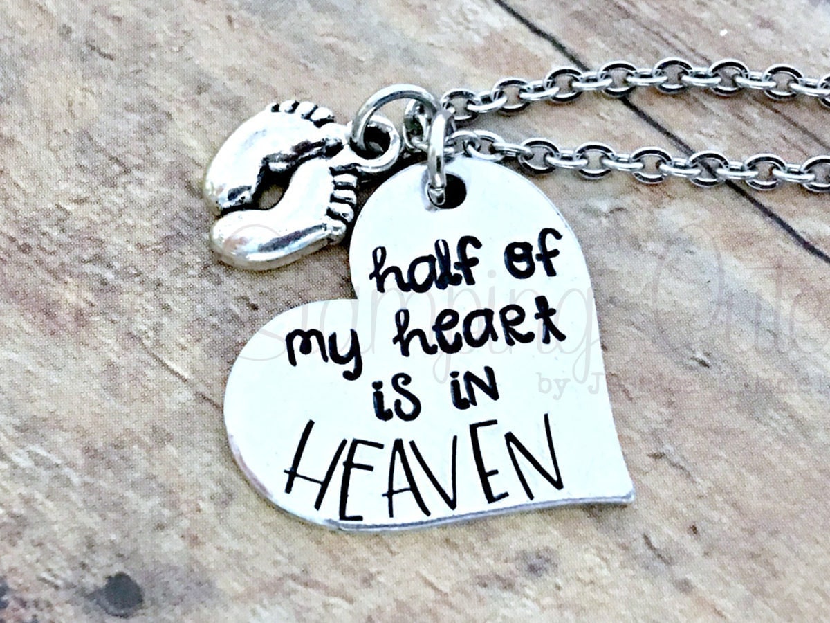 Half My Heart Is In Heaven Half My Heart Memorial Jewelry