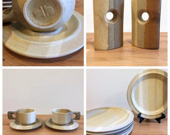 RESERVED: Vintage Fabrik Stoneware Pottery Dinnerware Lot | Plates Mugs Bowls Platters Salt and Pepper Etc.