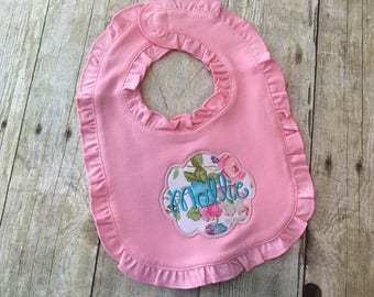 Baby girl bib - Baby girl gift - Personalized baby girl bib - Embroidered baby bib - Ruffle baby bib - Baby shower gift - Newborn girl