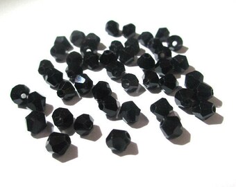 20 perles toupies noires irisé 4mm imitation cristal autrichien