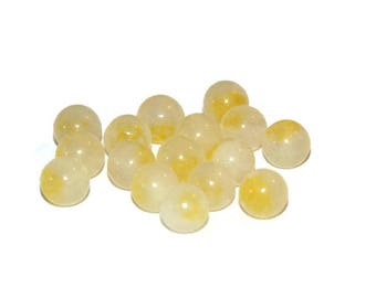 natural white jade and yellow 6mm 10 beads
