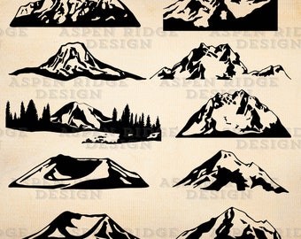 Mt Rainier Hand Drawn Graphic Clip Art Wilderness Vector