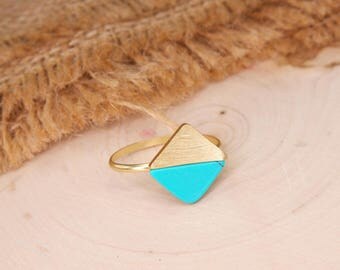 Geometric Ring, Diamond Shaped Ring, Gemstone Ring, Turquoise Ring, Gold Ring, Dainty Gemstone, Minimalist Ring BN708G3GR-R