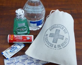 24 Hangover Kit Bags, Muslin Drawstring, Wedding Favor, Bachelorette Party, Hen Party, In Sickness, Groomsmen Gifts, Hotel Welcome Guest Bag