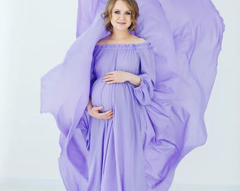 Long sleeve maternity gown Pregnacy dress Chiffon split front maternity gown Maternity gown for Photo Shoot Wedding Gown Maxi gown dress