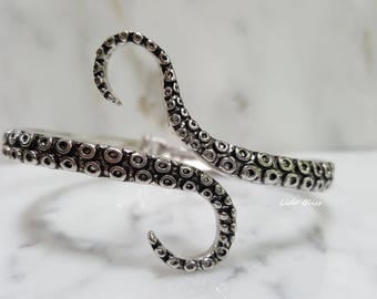 Octopus Bracelet, Mermaid Jewelry, Hinged Bracelet, Pirate Jewelry, ON SALE