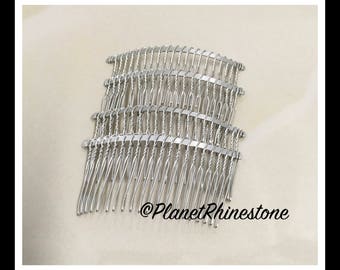 Four Silver 3" Hair Combs - DIY HAIR COMB - Metal Hair Combs - Bridal Veil Comb - Hair Fascinators - Hair accessories - headpiece