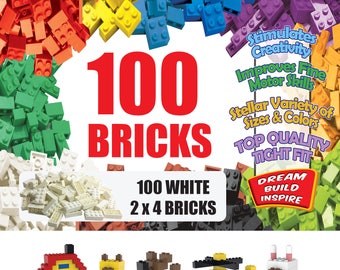 100 White LEGO Compatible Bricks