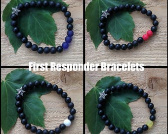 Thin Blue Line Bracelet,First Responders,Bracelet,First Responder Bracelet,Police Bracelet,Beaded Bracelet,Police,Fire,EMS,Dispatch