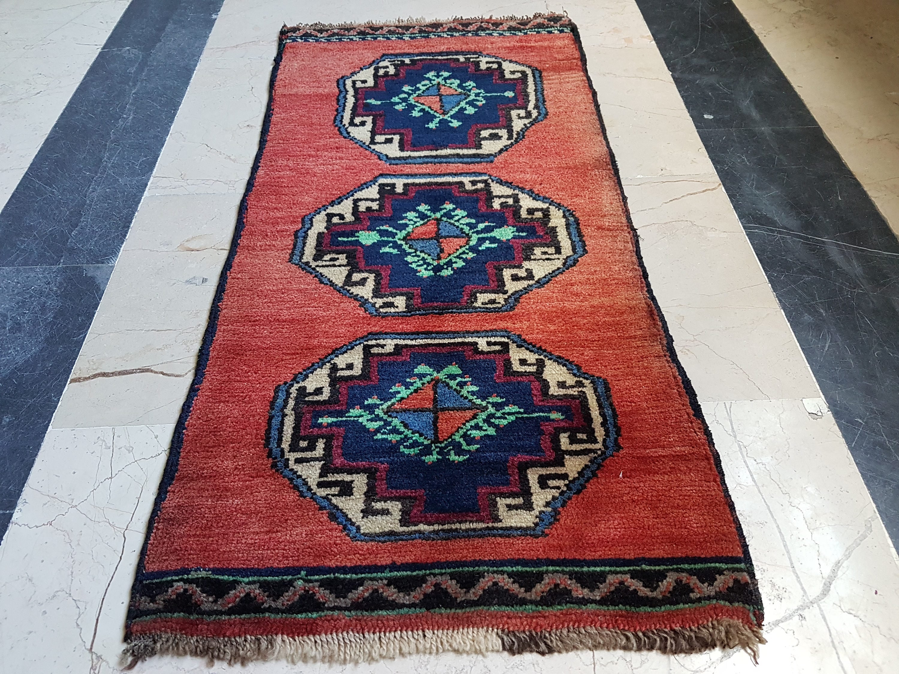 Small Persian Rug Teppich Tapis Vintage Miniature Persian Rug