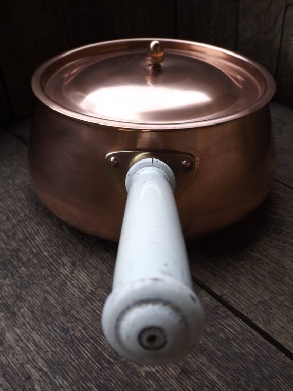 Casserole VILLEDIEU en cuivre vintage/ Ancienne poële fait