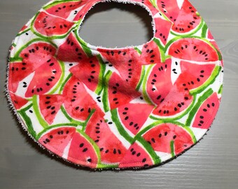 Baby Bib - Watermelon - Flannel/Terry Cloth