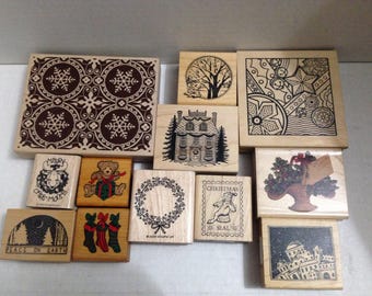 Vintage rubber stamp grab bag Christmas #4