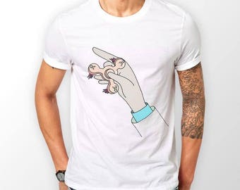 Mens Designer Rick & Morty Plumbus Fidget Spinner - Printed Cotton White T-Shirt