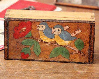 Vintage Box - Storage Box - Trinket Box - Wooden Bird Jewelry Box - Wood Keepsake Box - Box with Lid - Hand Carved Box - Jewelry Storage
