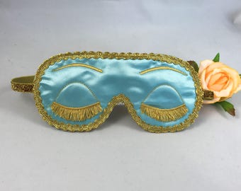 Holly Golightly - Breakfast at Tiffany's inspired satin sleep mask blind fold with embroidered eyelashes - Audrey Hepburn