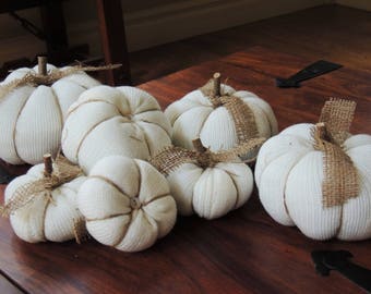 Upcycled Sweater Pumpkins Fall Decor White Pumpkins Farmhouse Pumpkins Halloween Decor Home Decor Fabric Pumpkins
