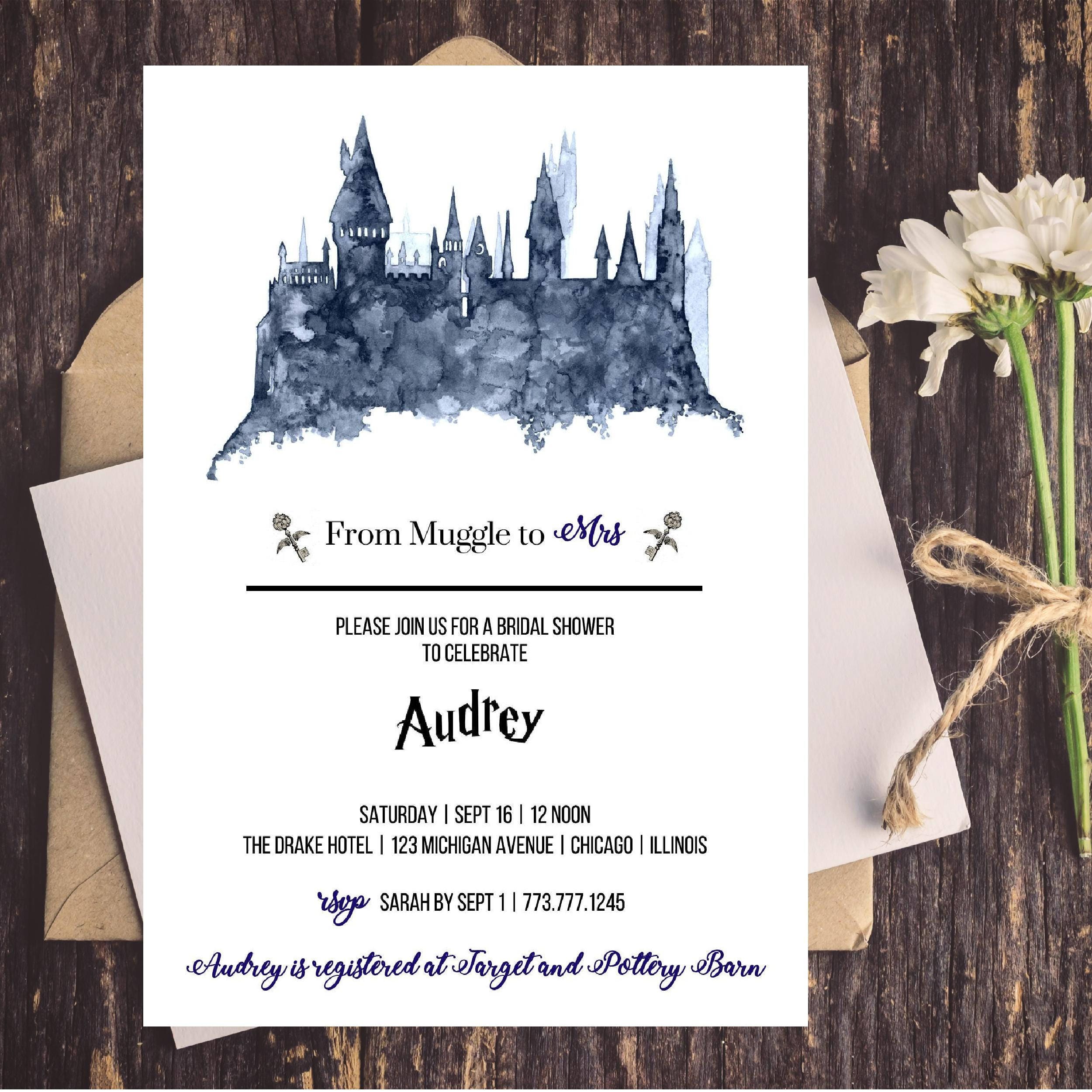 Digital Harry Potter Bridal Shower Invitation Muggle to Mrs