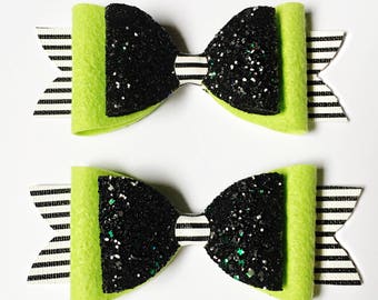 Wicked Witch Large Double French Bow - Halloween Bow - photo prop