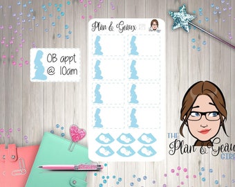 Pregnancy Planner Stickers, Pregnancy OB Appts, Boy Maternity Stickers, Bullet, Happy Planner Stickers, Erin Condren, FUN-413 Boy