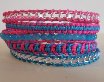 5 row Cuff Bracelet mixed côtelés
