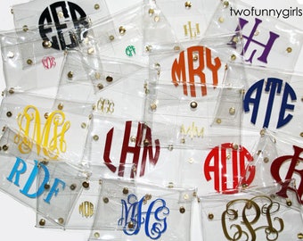 Stadium Approved Clear Cross Body Clutch Purse with Chain and Vinyl Monogram