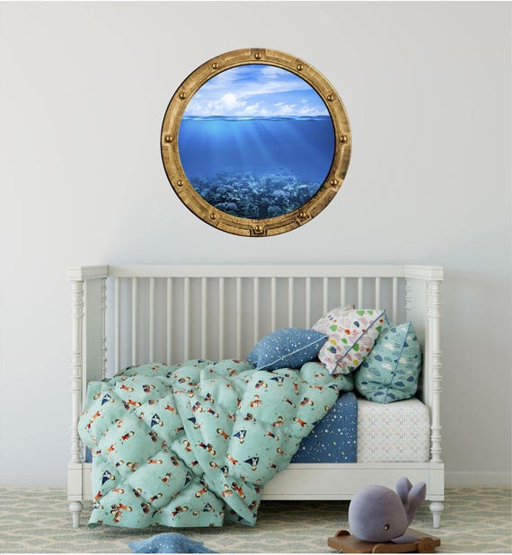 Coral Reef 2 Porthole Window Wall Decal Removable Vinyl Sea