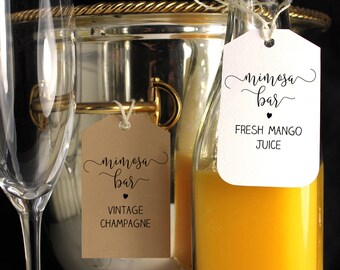 Printable Mimosa Bar Tags, Mimosa Labels, Mimosa bar printable, Bubbly bar tags, Bridal shower mimosa bottle tags, Wedding mimosa bar tags
