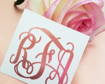 Rose Gold Monogram Decal | Rose Gold Name Decal | Rose Gold Custom Decal | Metallic Decal | Car Decal | Yeti Decal | Phone Decal