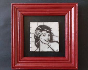 Picture in raku pottery California pinup