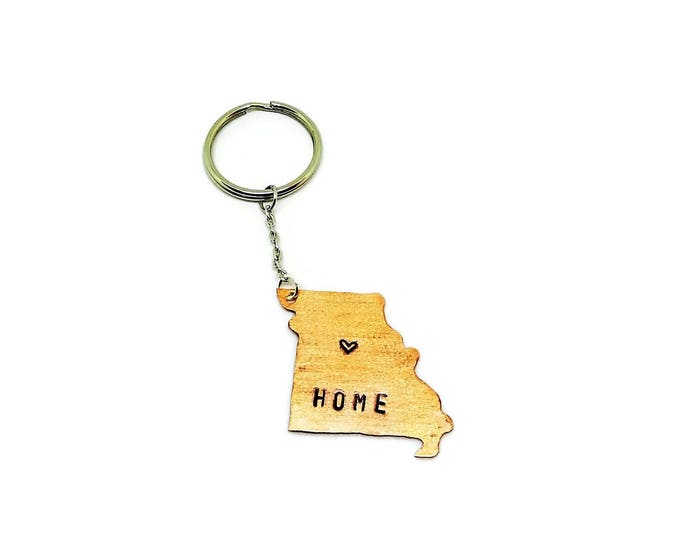 Copper Missouri Key Chain, Home Keychain, Hand Stamped Key Chain, Unique Birthday Gift, Missouri Gift, State Key Chain