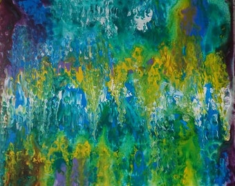 Fluid acrylic, abstraite art, Painting "Touching the soul"