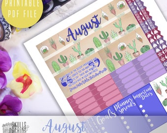 HAPPY PLANNER August Monthly View Kit – Printable Planner Stickers