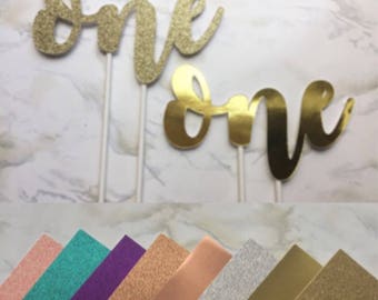 Gold First Birthday Cake Topper // One Cake Topper // Gold Glitter Cake Topper // Smash Cake Topper // One Two Three Four Five Six Seven