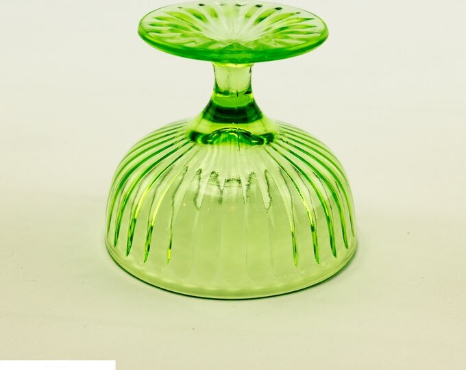 Green Depression Glass | Uranium Glass | Dessert Dishes | Glass Sherbet Side Dishes | Set Of 6